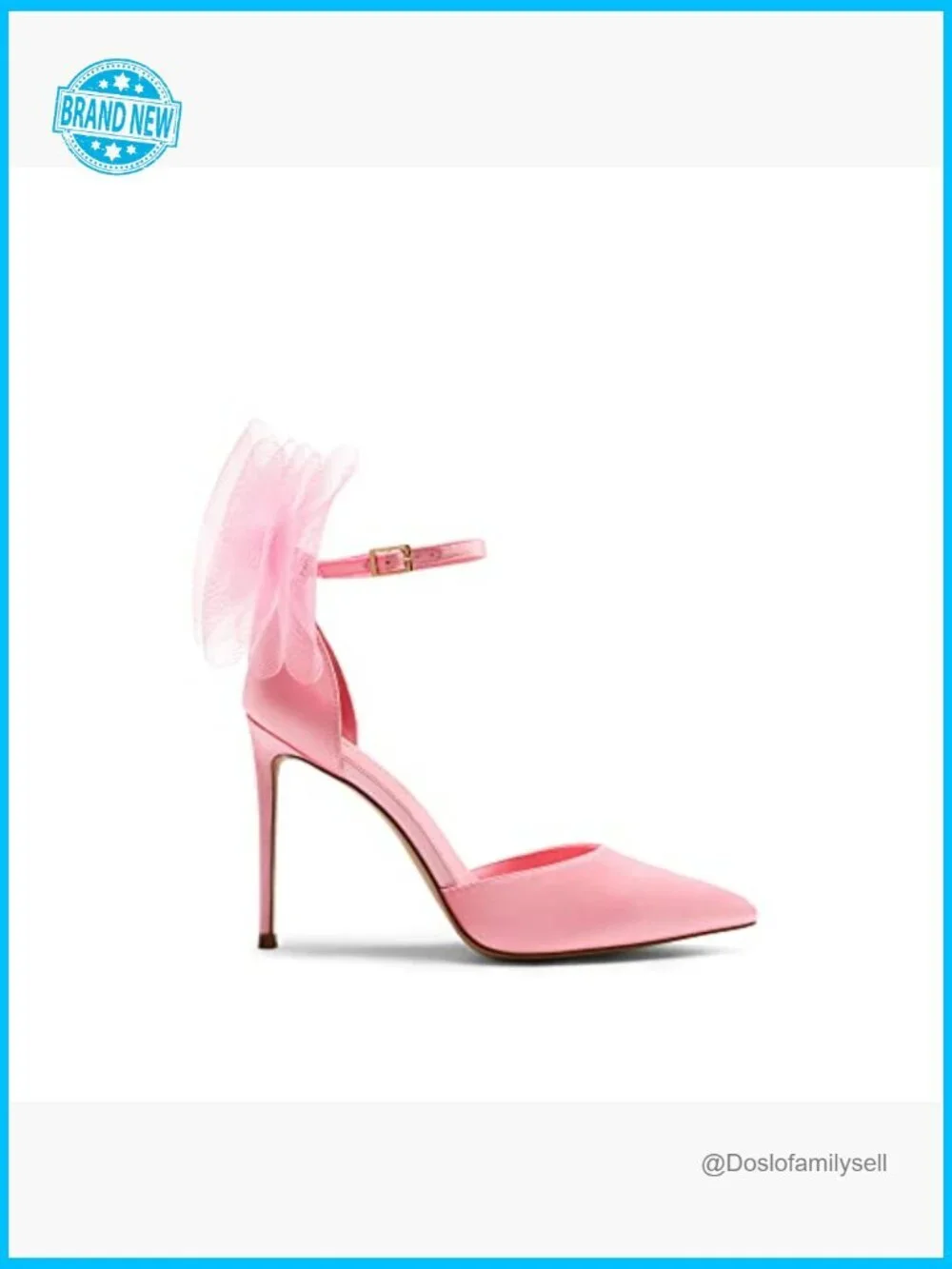 Strappy Stiletto Pumps Detachable Bow Satin Mesh Pointed Toe D'Orsay Dress